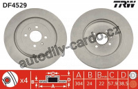 Brzdový kotouč TRW DF4529 - MG TF 02-