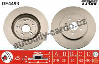 Brzdový kotouč TRW DF4493 - LEXUS RX300, 400 03-