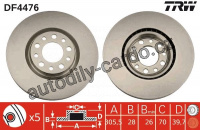 Brzdový kotouč TRW DF4476 - ALFA ROMEO 159 05-