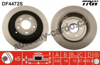 Brzdový kotouč TRW DF4472S - MERCEDES W164 ML