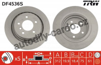 Brzdový kotouč TRW DF4536S - BMW 3 E36 M3 93- P