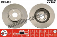 Brzdový kotouč TRW DF4405 - MAZDA MX5 00-05