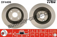 Brzdový kotouč TRW DF4406 - MAZDA MX5