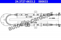 Lanko ruční brzdy ATE 24.3727-0633 (AT 580633)