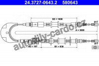 Lanko ruční brzdy ATE 24.3727-0643 (AT 580643)