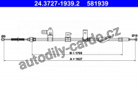 Lanko ruční brzdy ATE 24.3727-1939 (AT 581939)