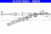 Lanko ruční brzdy ATE 24.3727-0220 (AT 580220)