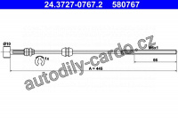 Lanko ruční brzdy ATE 24.3727-0767 (AT 580767)