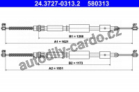 Lanko ruční brzdy ATE 24.3727-0313 (AT 580313)