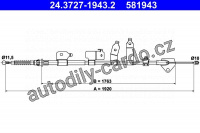 Lanko ruční brzdy ATE 24.3727-1943 (AT 581943)