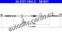 Lanko ruční brzdy ATE 24.3727-1931 (AT 581931)
