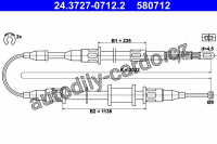 Lanko ruční brzdy ATE 24.3727-0712 (AT 580712)