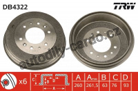 Brzdový buben TRW DB4322 - KIA