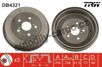 Brzdový buben TRW DB4321 - TOYOTA
