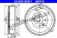 Brzdový buben ATE 24.0222-8038 (AT 228038)