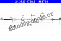 Lanko ruční brzdy ATE 24.3727-1738 (AT 581738)