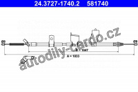 Lanko ruční brzdy ATE 24.3727-1740 (AT 581740)