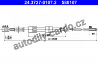 Lanko ruční brzdy ATE 24.3727-0107 (AT 580107)