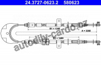 Lanko ruční brzdy ATE 24.3727-0623 (AT 580623)