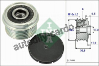 Alternátorová volnoběžka (předstihová spojka) INA (IN 535007410) - FORD