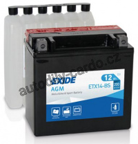 Moto baterie EXIDE 12Ah/200A L+ 12V /150x87x145/ (ETX14-BS)