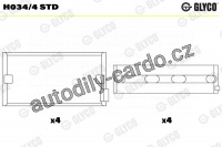 Ložiska klikové hřídele GLYCO H034/4 STD - sada