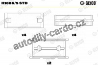 Ložiska klikové hřídele GLYCO H1086/5 STD - sada