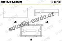 Ložiska klikové hřídele GLYCO H1018/5 0.25MM - sada