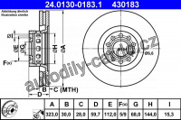 Brzdový kotouč ATE 24.0130-0183 (AT 430183) - AUDI
