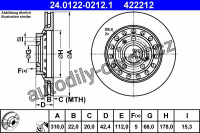 Brzdový kotouč ATE 24.0122-0212 (AT 422212) - AUDI, VW