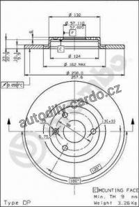 Brzdový kotouč BREMBO 08.5265.10 - CITROËN