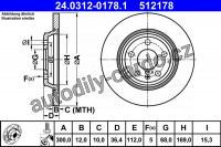 Brzdový kotouč ATE 24.0312-0178 (AT 512178) - Power Disc