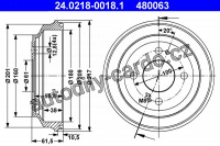 Brzdový buben ATE 24.0218-0018 (AT 480063) - HONDA