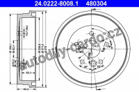 Brzdový buben ATE 24.0222-8008 - TOYOTA