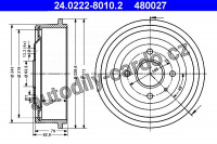 Brzdový buben ATE 24.0222-8010 - FORD