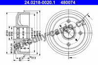 Brzdový buben ATE 24.0218-0020 (AT 480074) - CITROËN, PEUGEOT