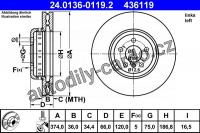 Brzdový kotouč ATE 24.0136-0119 (AT 436119)