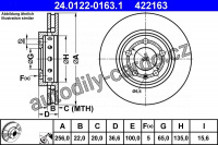 Brzdový kotouč ATE 24.0122-0163 (AT 422163) - AUDI, SEAT, VW