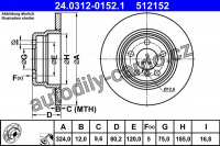 Brzdový kotouč ATE 24.0312-0152 (AT 512152) - Power Disc - BMW