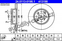 Brzdový kotouč ATE 24.0113-0198 (AT 413198) - ROVER