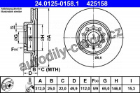 Brzdový kotouč ATE CRYO 24.0125-0158 (AT 425158) - AUDI, SEAT, ŠKODA, VW