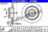 Brzdový kotouč ATE 24.0110-0284 (AT 410284) - TOYOTA