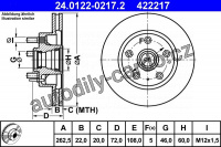 Brzdový kotouč ATE 24.0122-0217 (AT 422217) - VOLVO