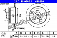Brzdový kotouč ATE 24.0110-0286 (AT 410286) - HYUNDAI
