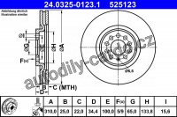 Brzdový kotouč ATE 24.0325-0123 (AT 525123) - Power Disc - AUDI, SEAT, VW