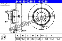 Brzdový kotouč ATE 24.0110-0238 (AT 410238) - MITSUBISHI