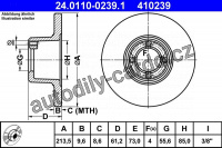 Brzdový kotouč ATE 24.0110-0239 (AT 410239) - AUSTIN, ROVER