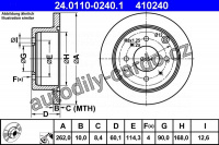 Brzdový kotouč ATE 24.0110-0240 (AT 410240) - MITSUBISHI