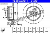 Brzdový kotouč ATE 24.0110-0241 (AT 410241) - TOYOTA