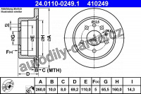 Brzdový kotouč ATE 24.0110-0249 (AT 410249) - SAAB